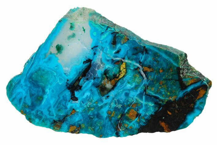Polished Chrysocolla & Plume Malachite - Bagdad Mine, Arizona #136106